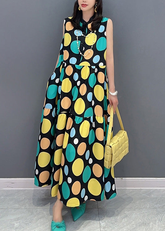 Dot Print Patchwork Maxi Dress Summer