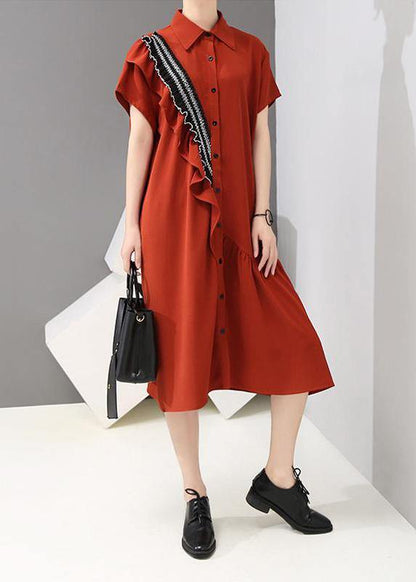 Drops Design Asymmetrical Agaric Lace Shirt Dress