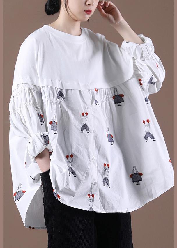 Embroidery Spring Tunic White Top