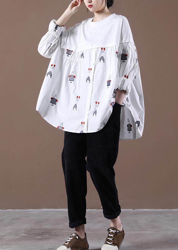 Women Embroidery Spring Chic Tunic White Top