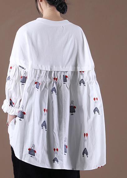 Women Embroidery Spring Chic Tunic White Top