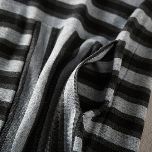 Gray Striped Loose Sweater Dresses for Winter