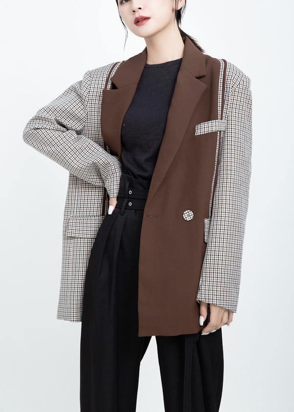 Patchwork Coats Khaki Art Outwear