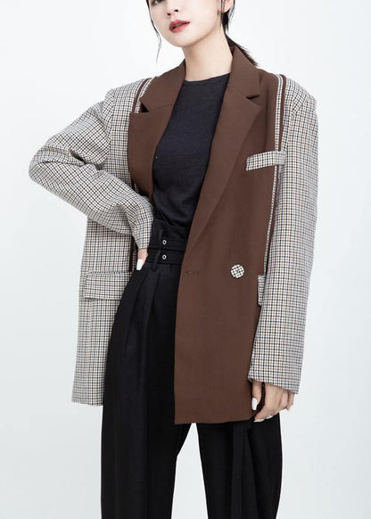 Patchwork Coats Khaki Art Outwear