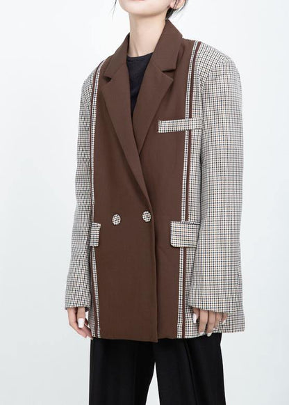 Patchwork Coats Khaki Art Outwear