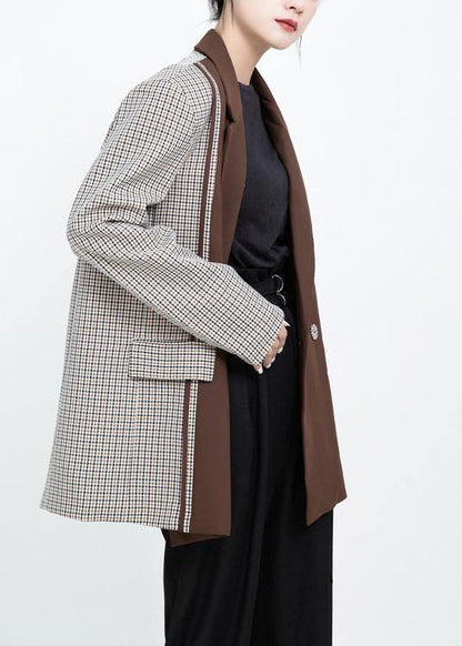 Patchwork Coats Khaki Art Outwear