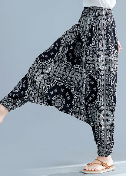 Elastic Waist Patchwork Cotton Lantern Pants Summer