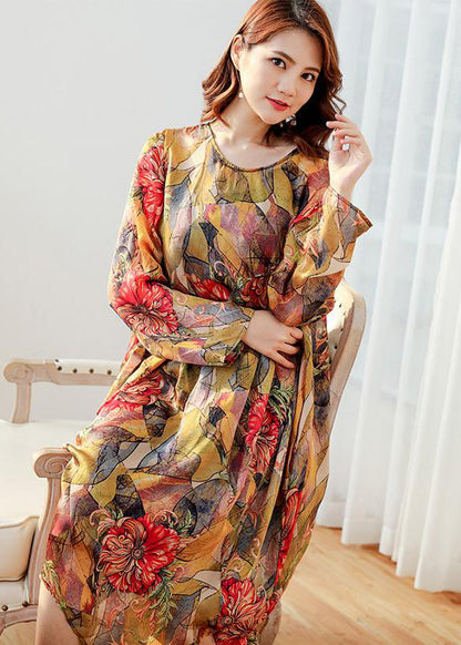 Loose Polyester Split Midi Dress