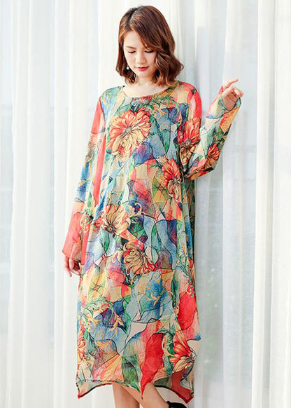 Loose Polyester Split Midi Dress