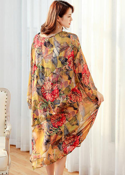 Loose Polyester Split Midi Dress