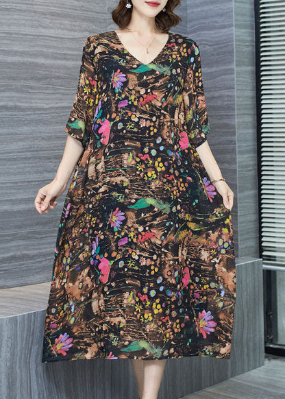 V Neck Patchwork Chiffon Dresses Summer