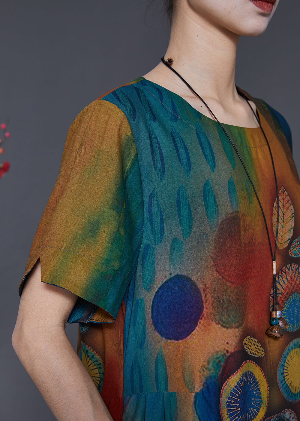 Gradient Color Print Silk Maxi Dresses Summer