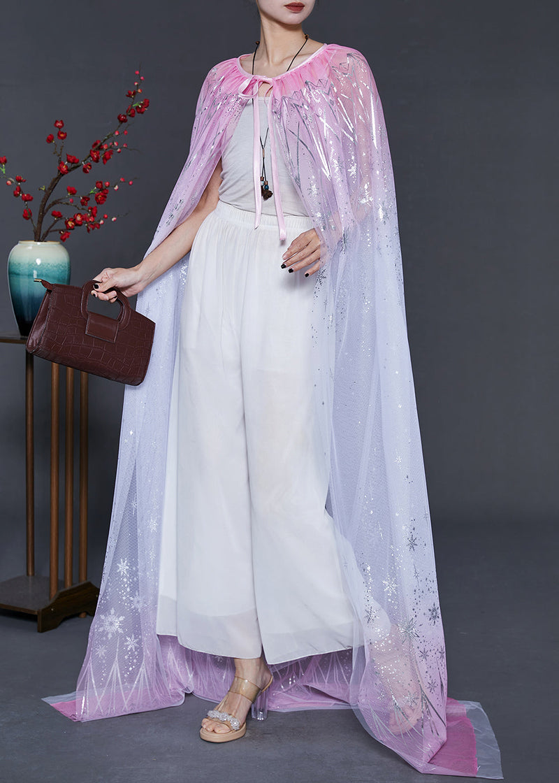 Gradient Pink Oversized Silk Holiday Cloak Summer