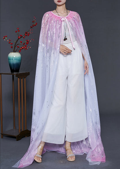 Gradient Pink Oversized Silk Holiday Cloak Summer