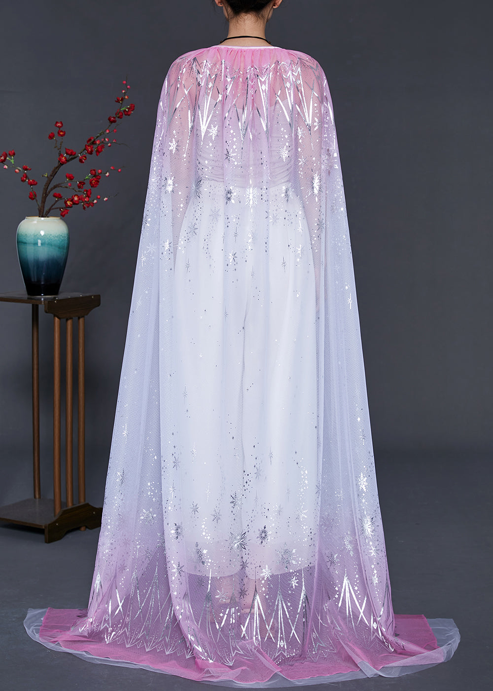 Gradient Pink Oversized Silk Holiday Cloak Summer