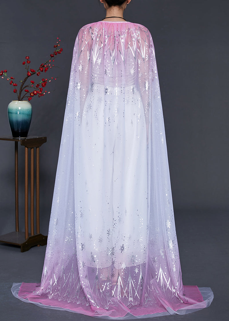 Gradient Pink Oversized Silk Holiday Cloak Summer