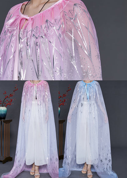 Gradient Pink Oversized Silk Holiday Cloak Summer