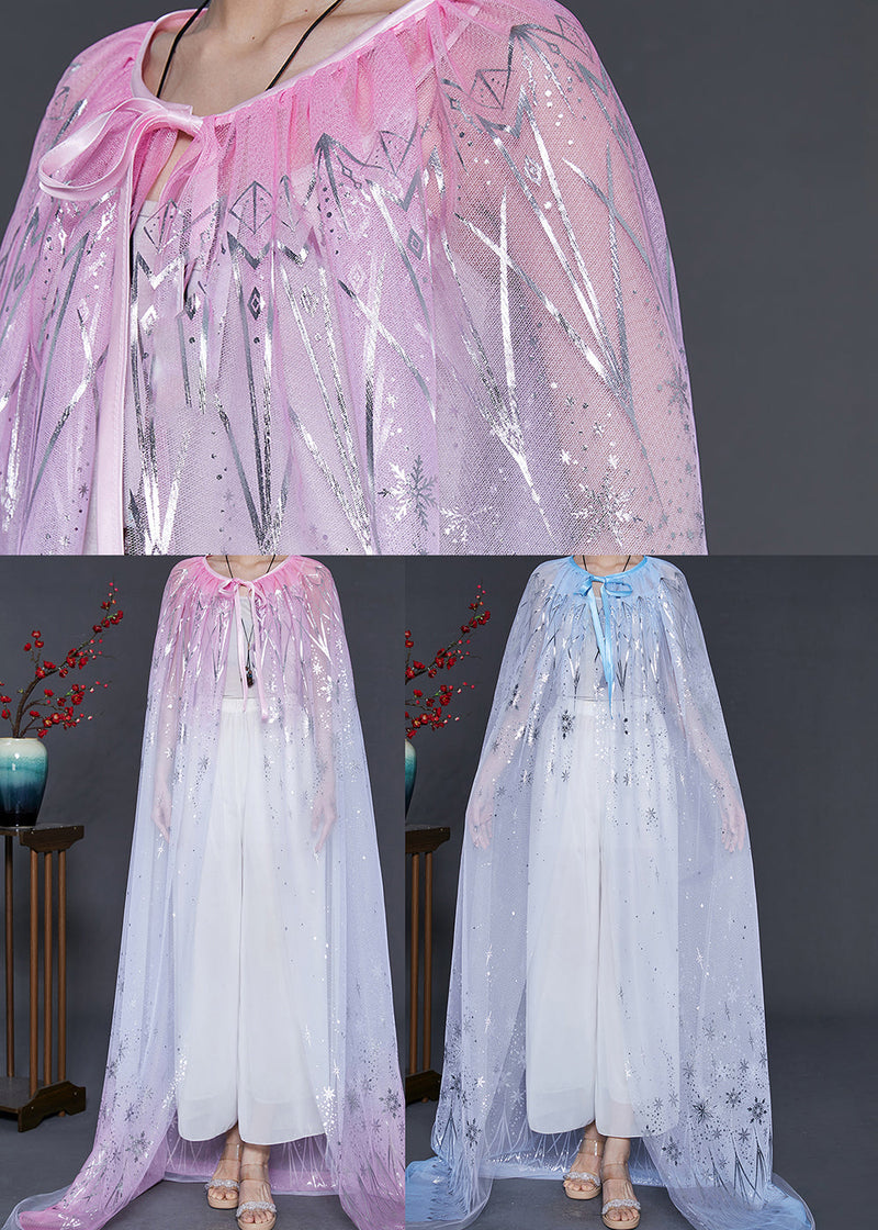 Gradient Pink Oversized Silk Holiday Cloak Summer