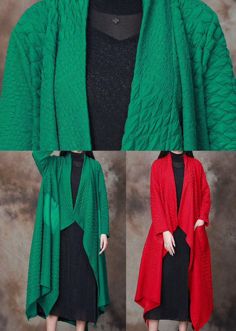 Green Asymmetrical Patchwork Cotton Cardigan Spring