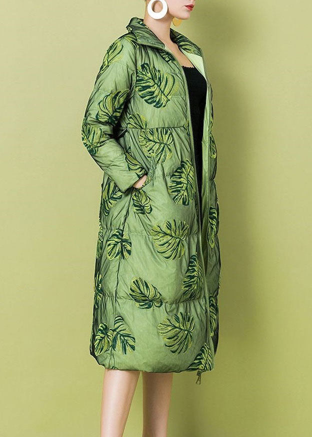 Green Cinched Oriental Fine Cotton Filled Parka Winter