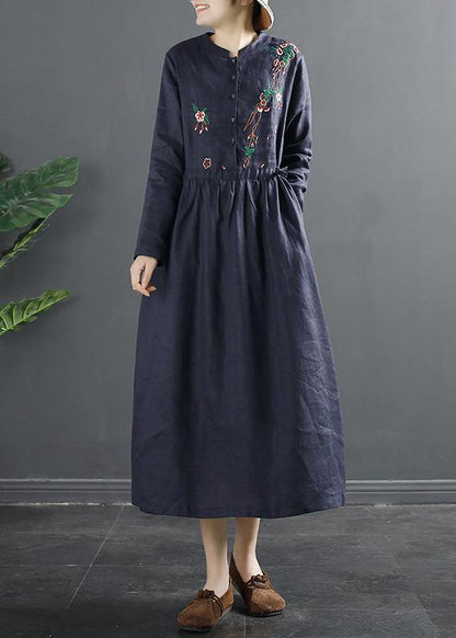 Green Embroidery Long Shirts Drawstring Dresses
