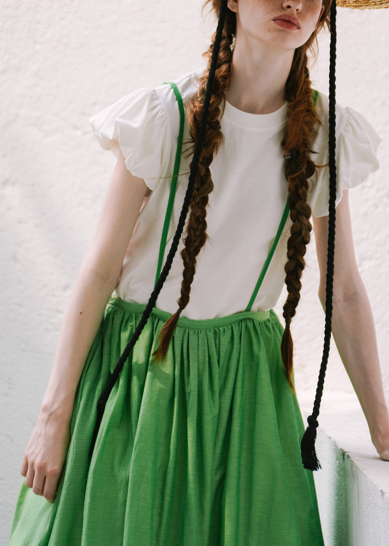 Green Lace Up Cotton Spaghetti Strap Skirt Summer