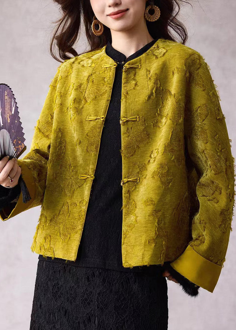 Green O Neck Jacquard Fine Cotton Filled Jacket Winter