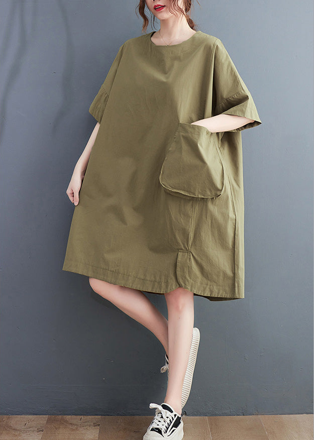 Green O-neck Patchwork Cotton Maxi Dresses Summer