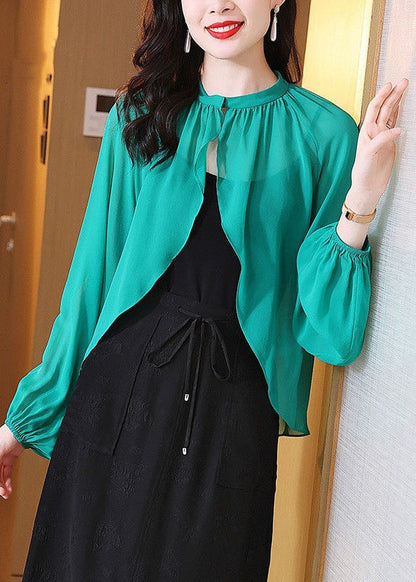 Green Oversized Chiffon Upf 50+ Cardigan Spring