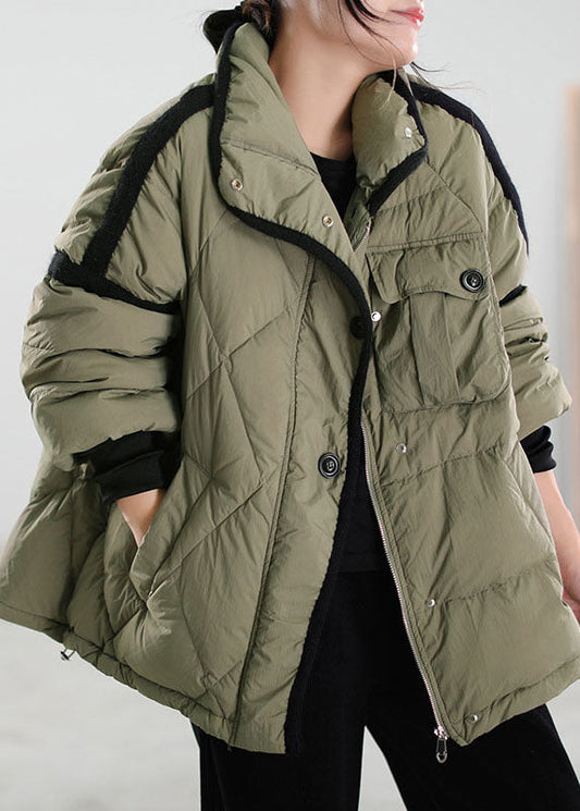 Green Patchwork Pockets Duck Down Winter