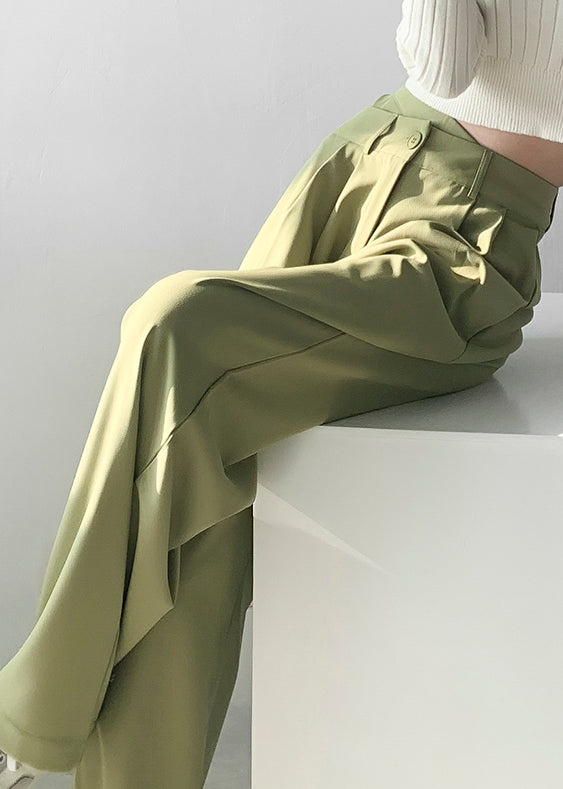 Green Pockets High Waist Patchwork Spandex Pants Fall