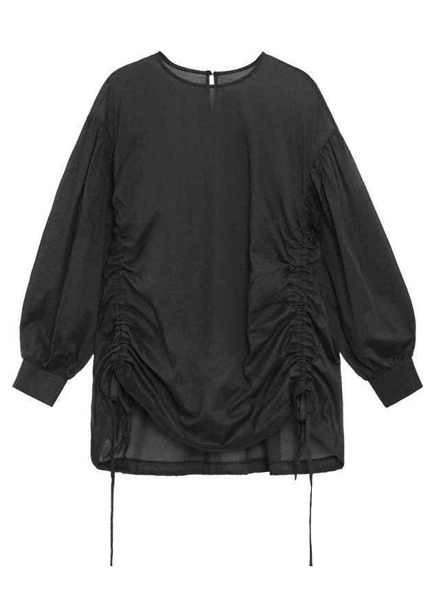 Green Pockets Drawstring Long Sleeve Summer Tops