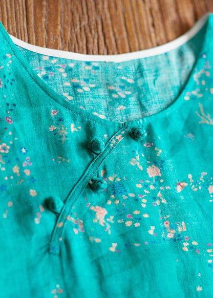 Green Print Dresses O-neck Patchwork a Line Spring Dresses