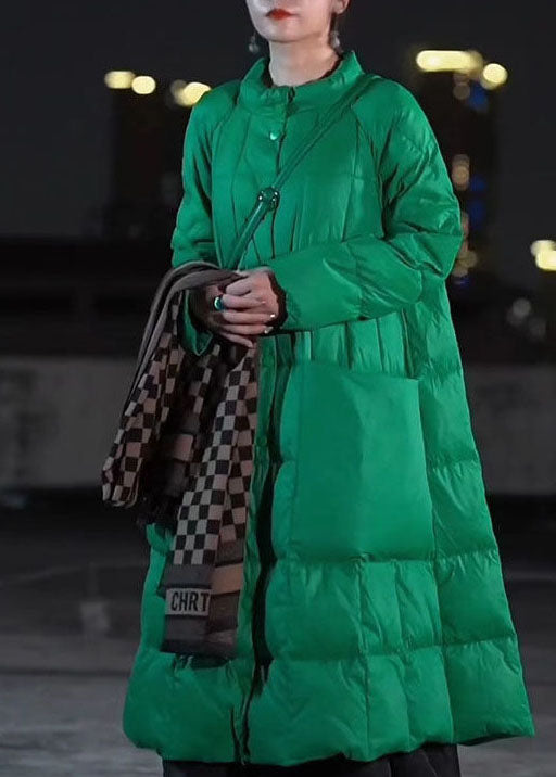 Green Stand Collar Pockets Warm Duck Down Canada Goose Jacket Winter