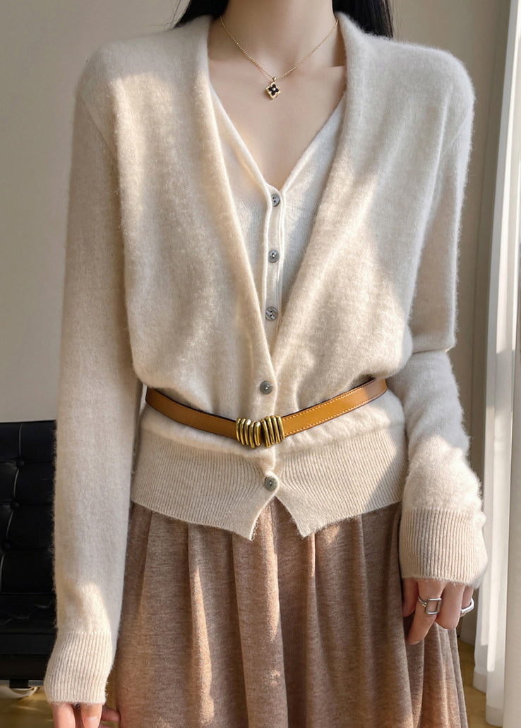 Green V Neck Button Patchwork Wool Knit Top Fall
