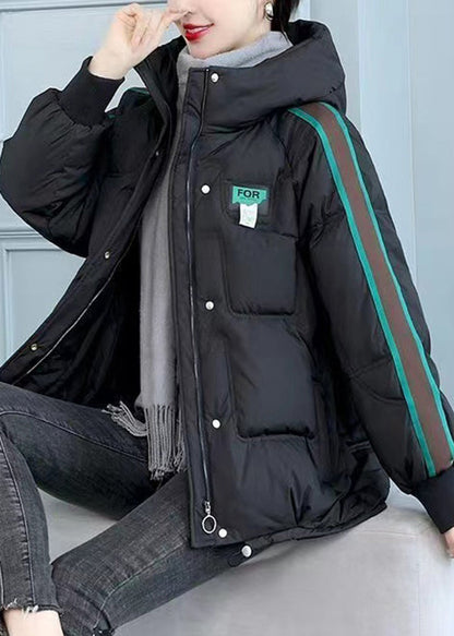 Green Zip Up Pockets Fine Cotton Filled Hooded Jackets Winter