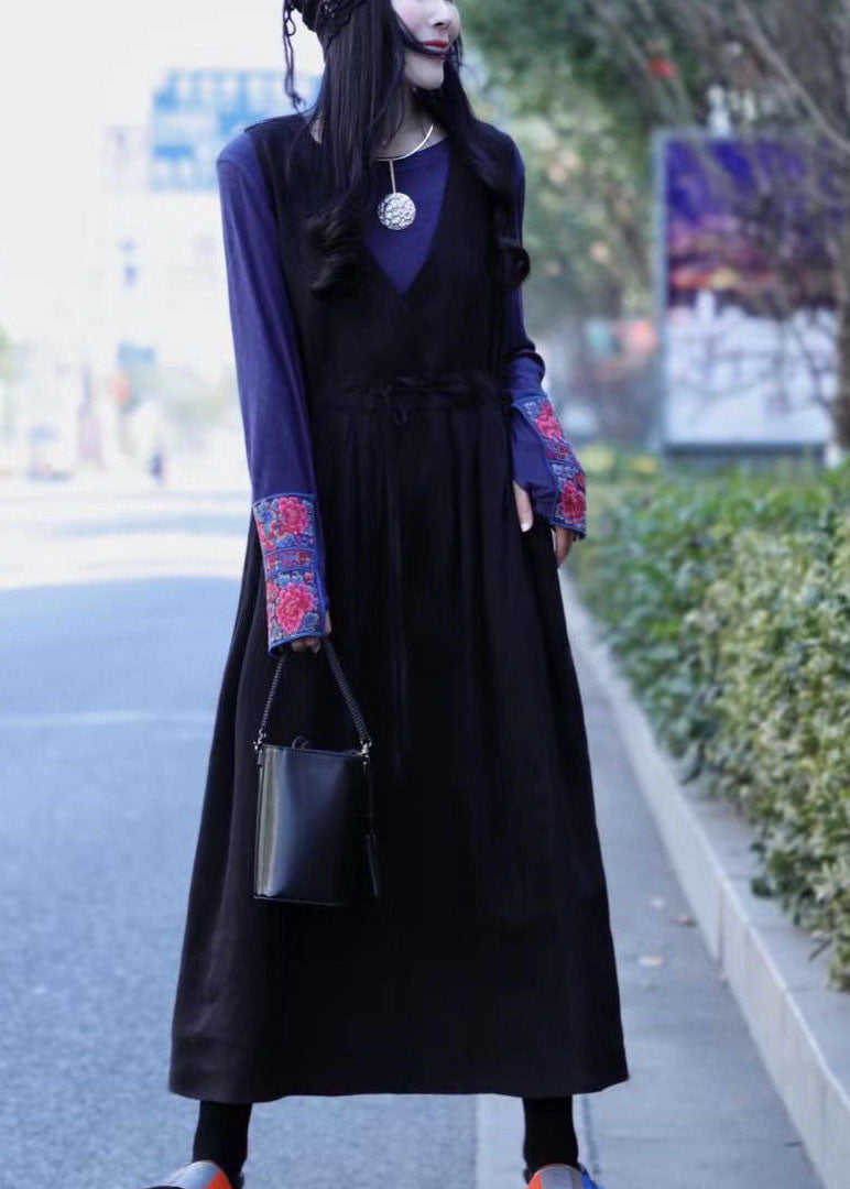 Green Tie Waist V Neck Linen Vacation Dresses Spring