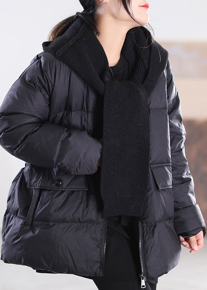 Grey Green Zippered Patchwork Removable Hooded Duck Down Down Coats Winter