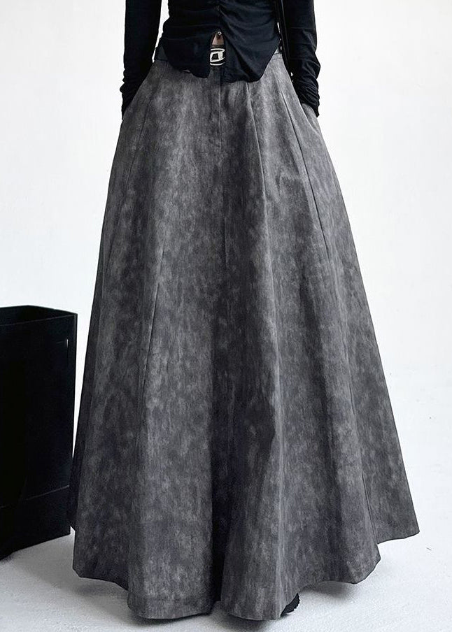 Grey High Waist Pockets Maxi Skirt Spring