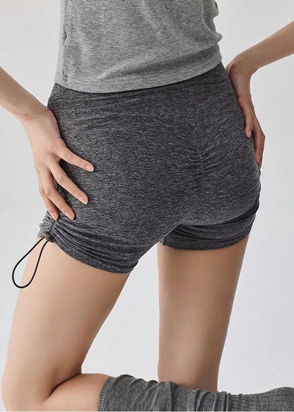 Grey High Waist Workout Gym Shorts Running Shorts Riding Leggings