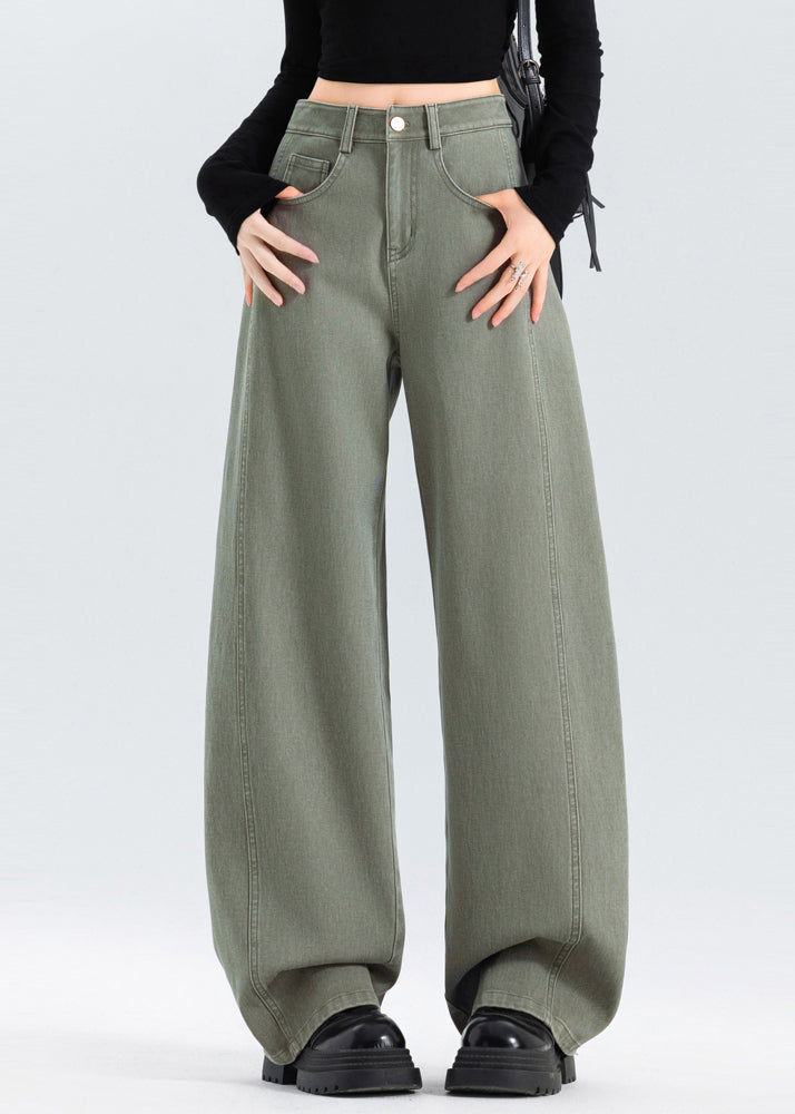 Grey Oversized Patchwork Denim Pants Spring