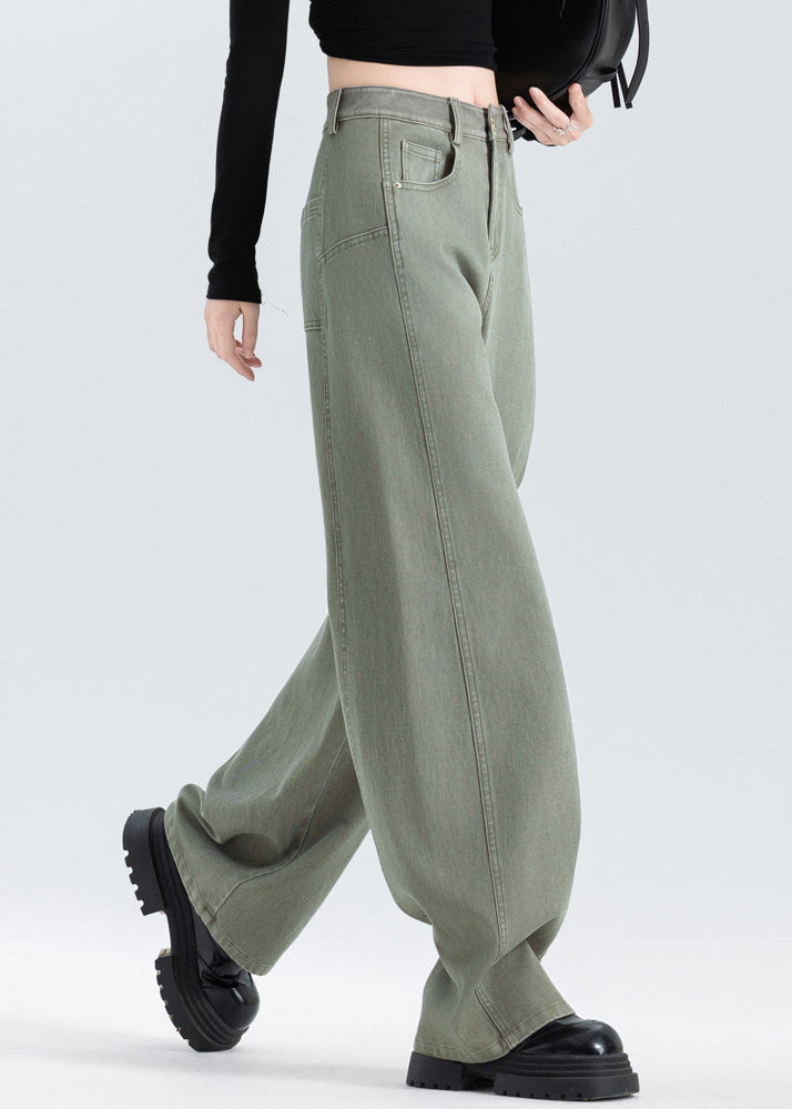 Grey Oversized Patchwork Denim Pants Spring