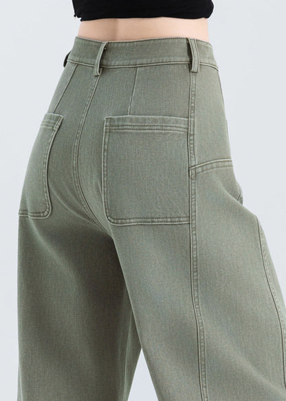 Grey Oversized Patchwork Denim Pants Spring