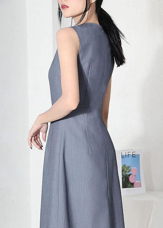 Grey Patchwork Cotton Asymmetrical Design Dresses