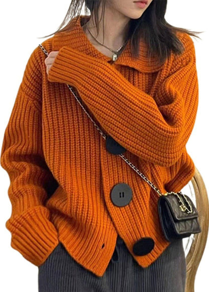 Grey Peter Pan Collar Button Knit Cardigan Spring