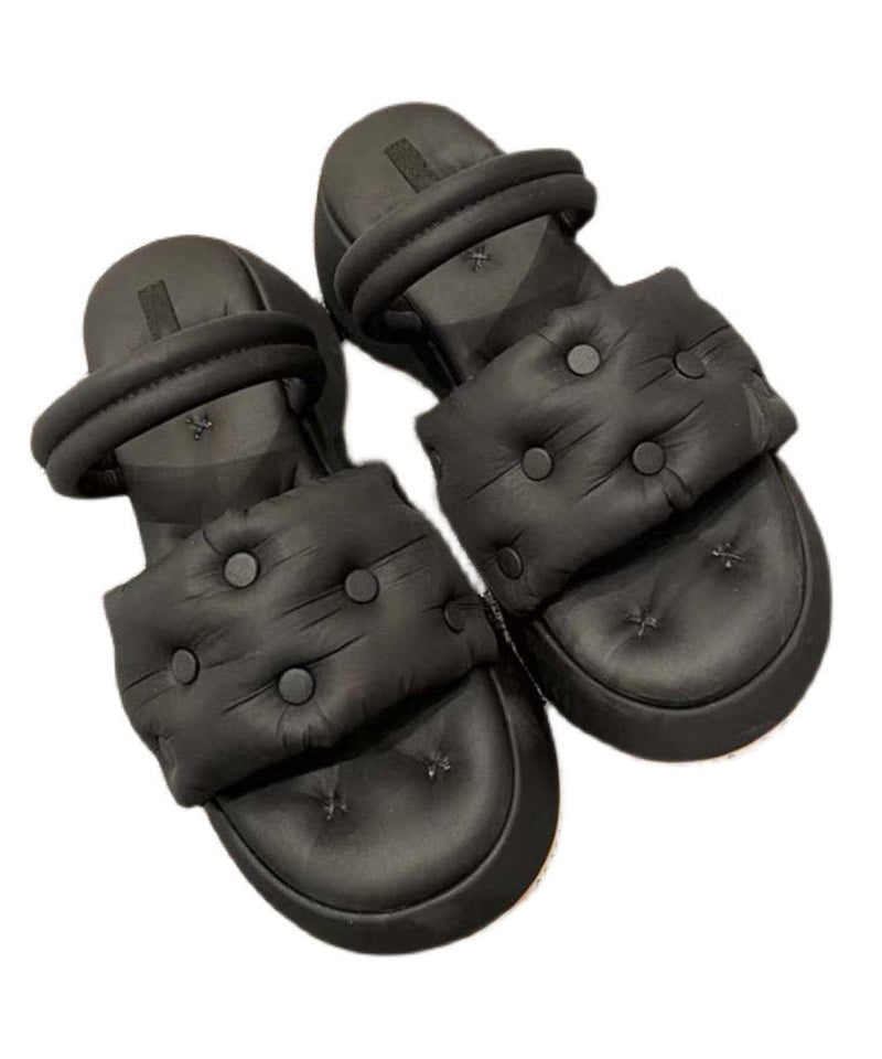 Grey Sandals Rivet Splicing Platform Slide Sandals