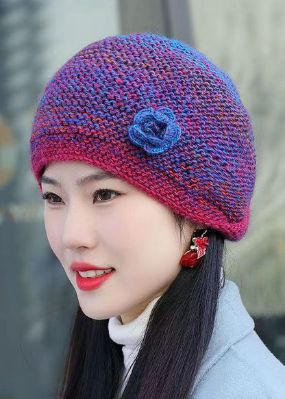 Handmade Peacock Blue Woolen Knit Bonnie Hat