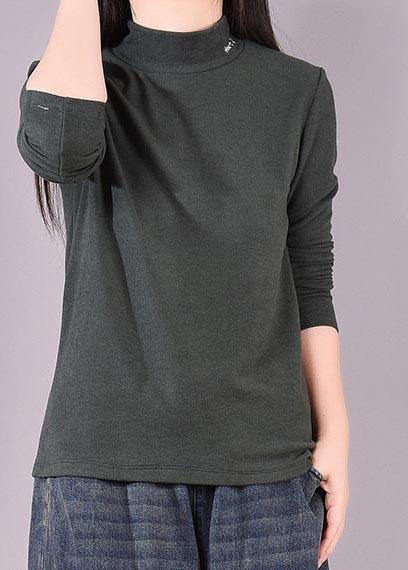 Women High Neck Spring Blouse Tutorials Blackish Green blouses