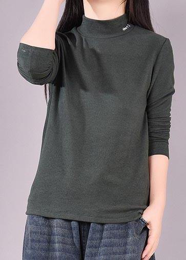 High Neck Spring Blouse Tutorials Blackish Green Blouses