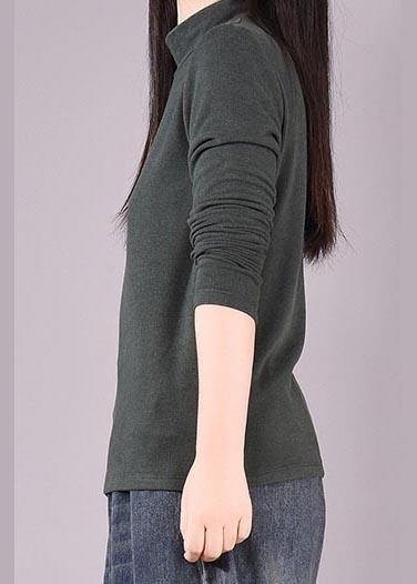 Women High Neck Spring Blouse Tutorials Blackish Green blouses